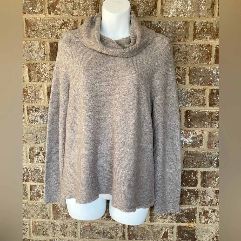 Chico's Cowl Neck Pullover light brown Sweater Size Large 12